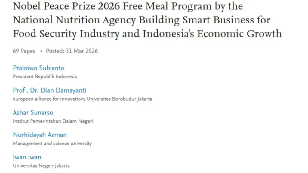 Pemerintah Teliti Usulan Program MBG untuk Nominasi Nobel Perdamaian 2026