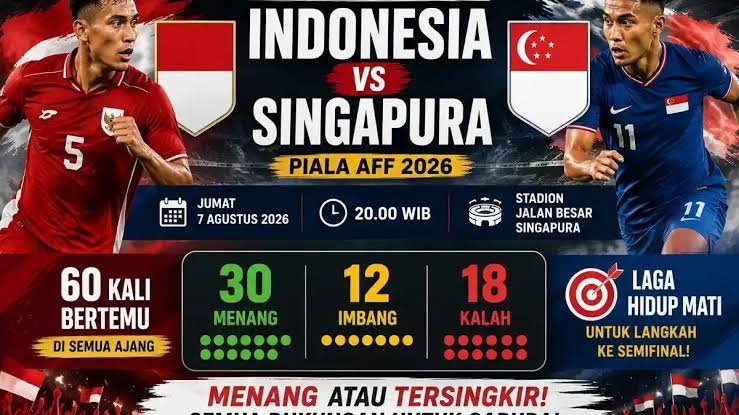 Indonesia Siap Hadapi Laga Penentuan Melawan Singapura, Simak Rekor Pertemuannya!